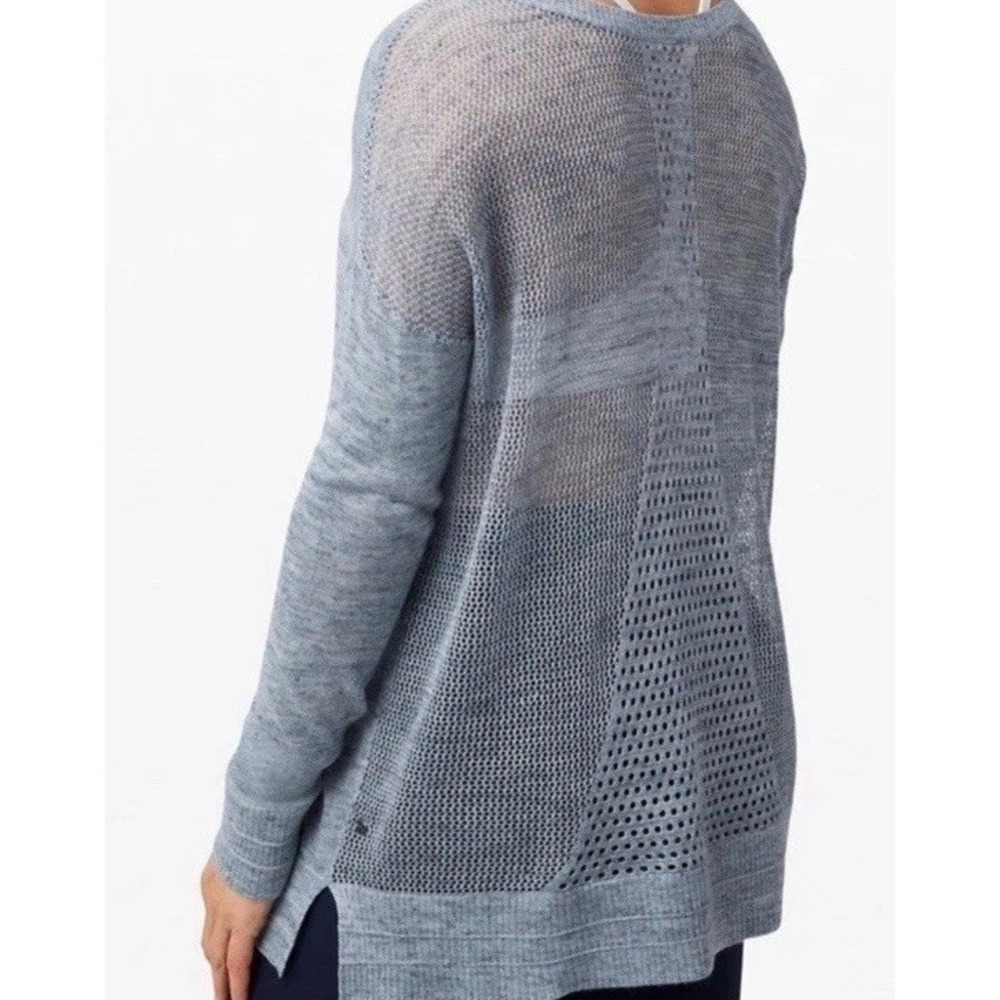 Lululemon Well Being Crew Sweater Linen Heathered Sailboat Sz Medium